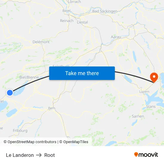 Le Landeron to Root map
