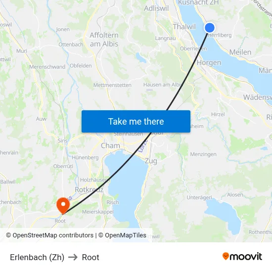 Erlenbach (Zh) to Root map