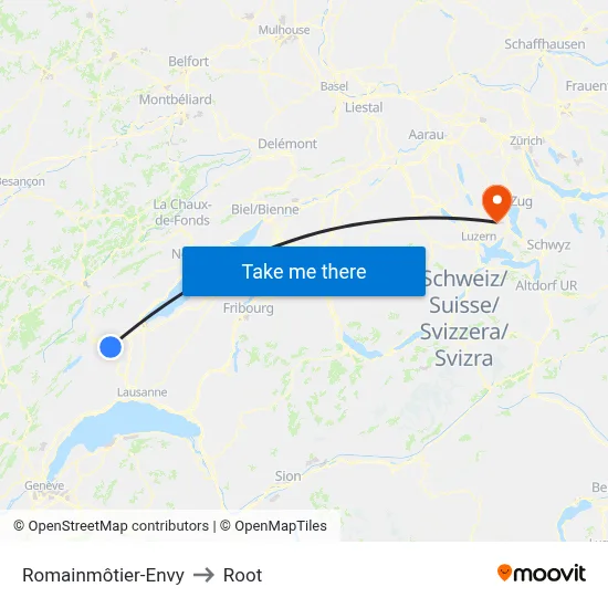 Romainmôtier-Envy to Root map