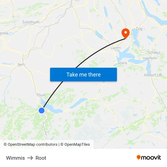 Wimmis to Root map