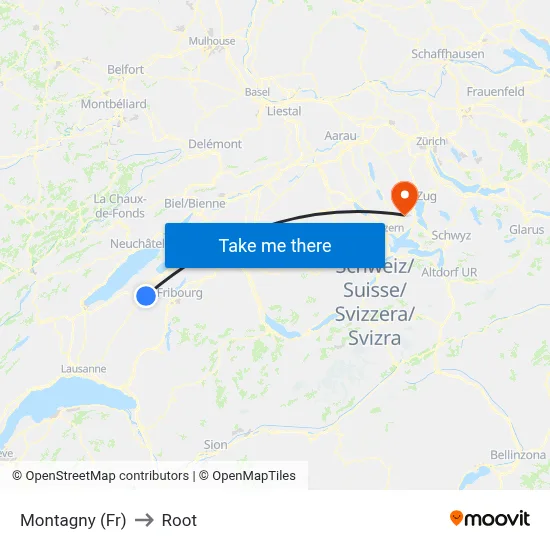 Montagny (Fr) to Root map