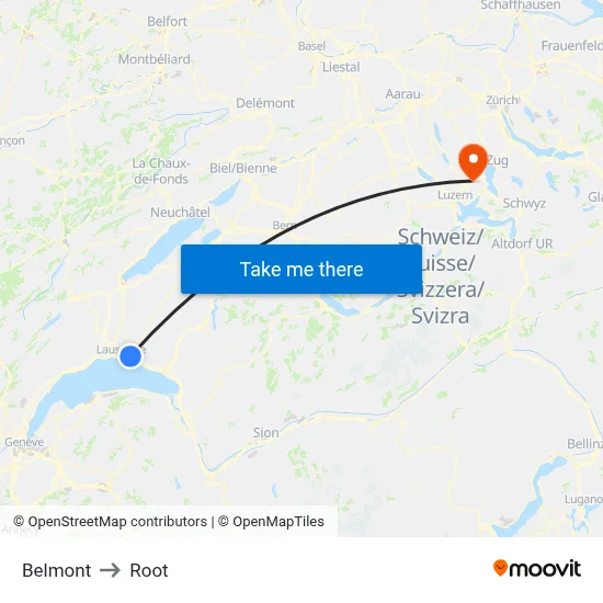 Belmont to Root map