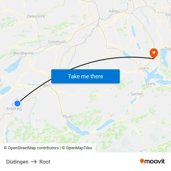 Düdingen to Root map