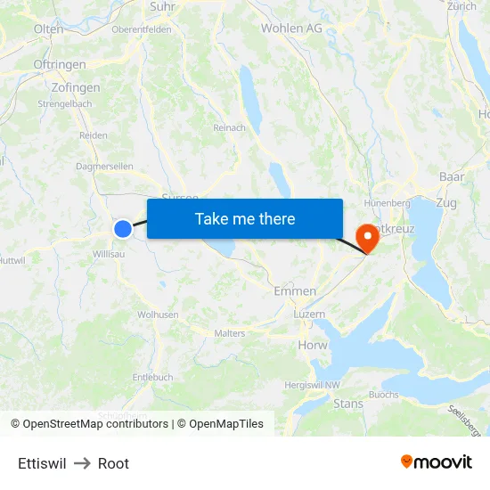 Ettiswil to Root map