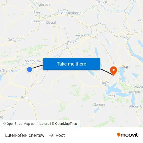 Lüterkofen-Ichertswil to Root map