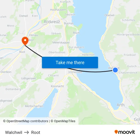 Walchwil to Root map