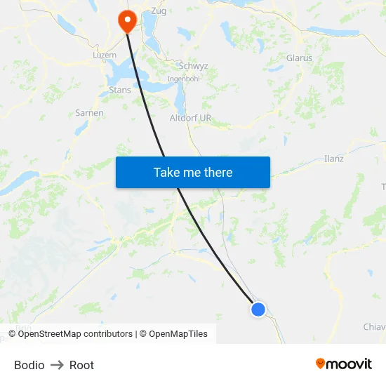 Bodio to Root map