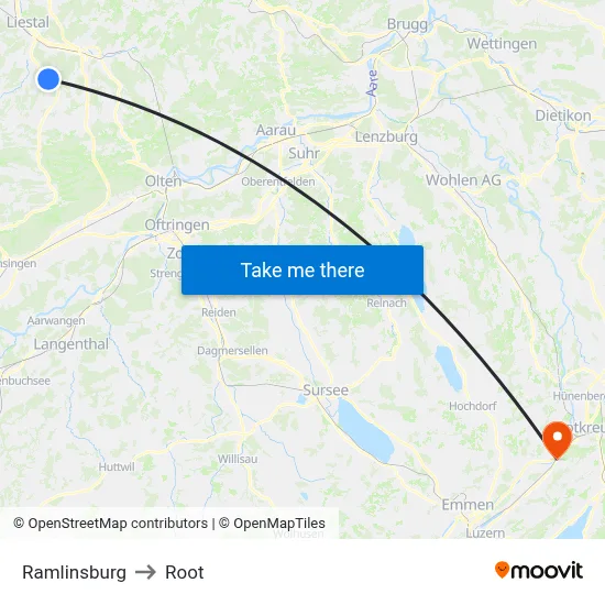 Ramlinsburg to Root map