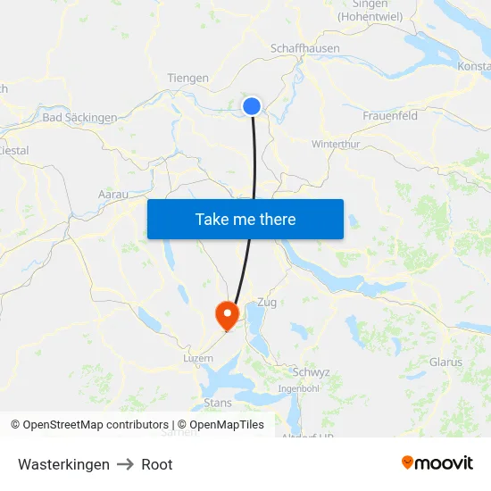 Wasterkingen to Root map