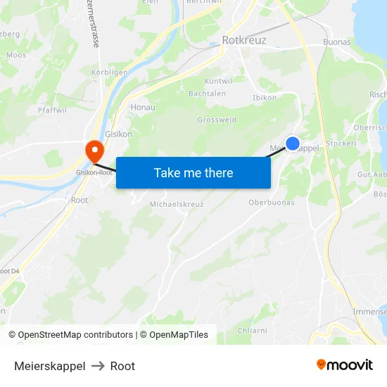Meierskappel to Root map