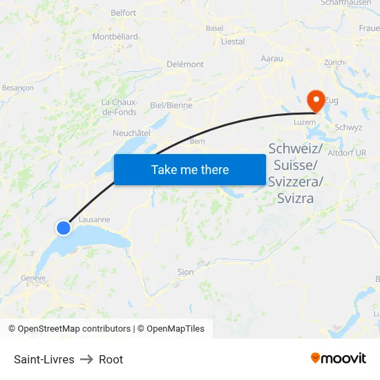 Saint-Livres to Root map
