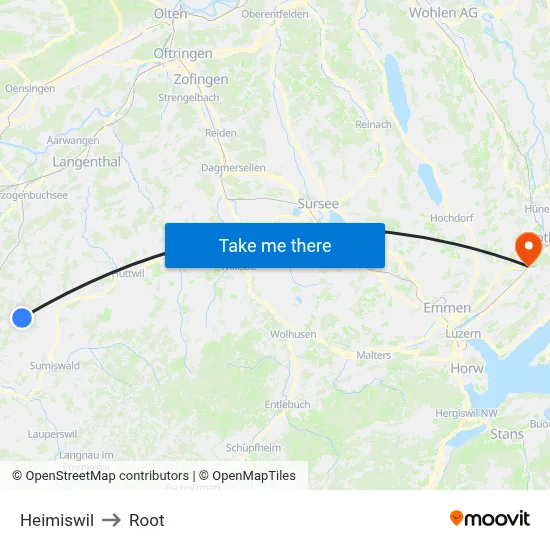 Heimiswil to Root map