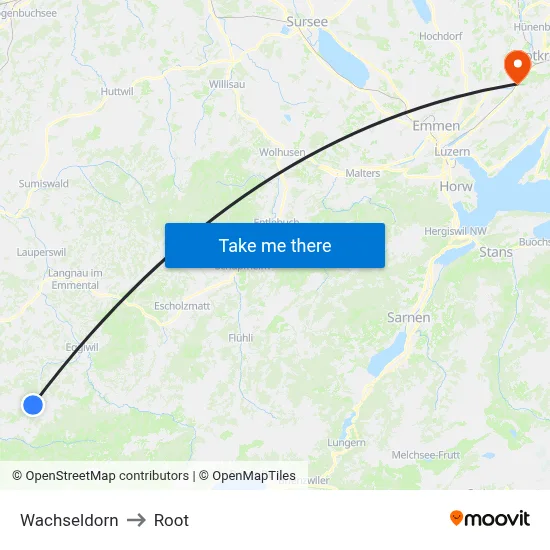 Wachseldorn to Root map