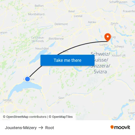 Jouxtens-Mézery to Root map