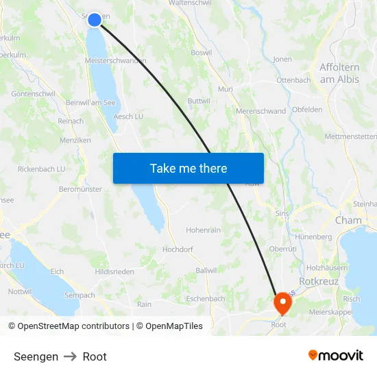 Seengen to Root map