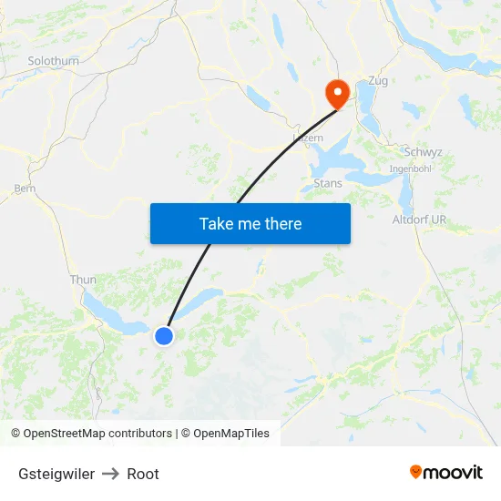Gsteigwiler to Root map