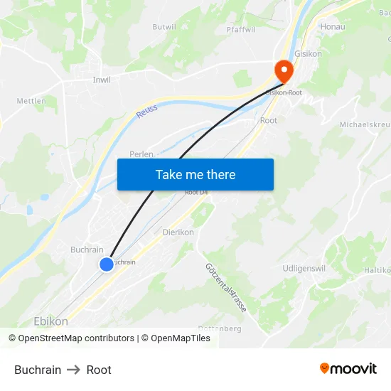 Buchrain to Root map