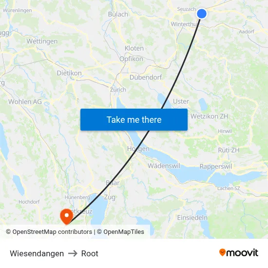 Wiesendangen to Root map
