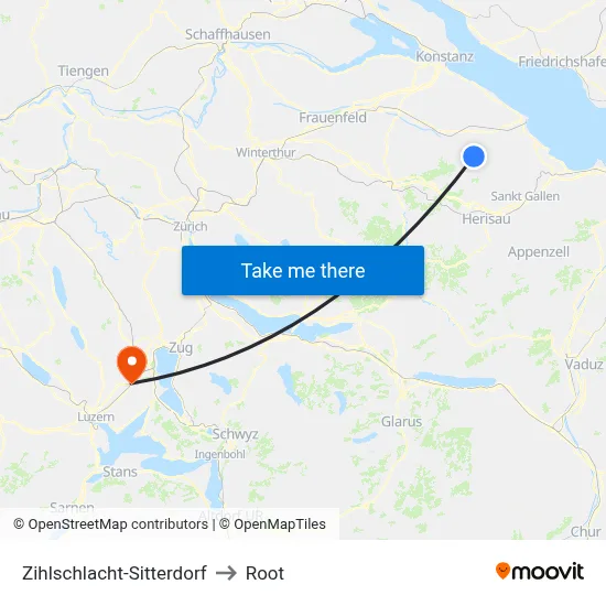 Zihlschlacht-Sitterdorf to Root map
