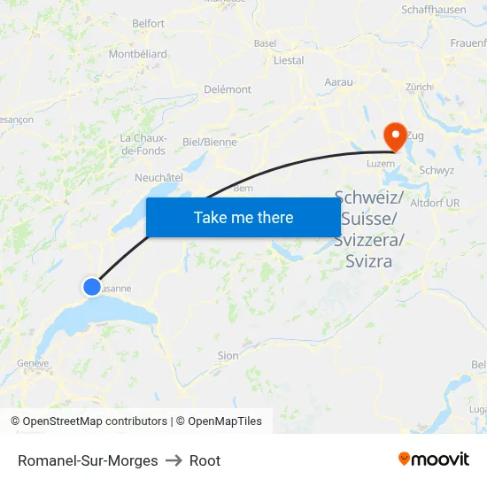 Romanel-Sur-Morges to Root map