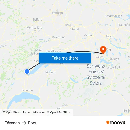 Tévenon to Root map