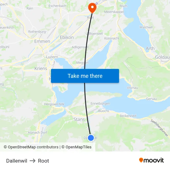 Dallenwil to Root map