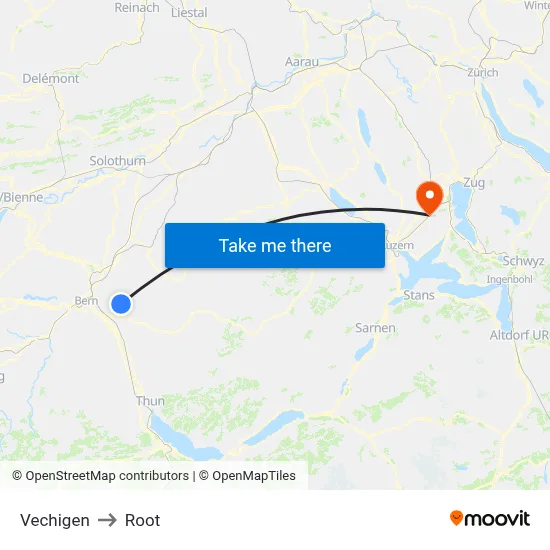 Vechigen to Root map