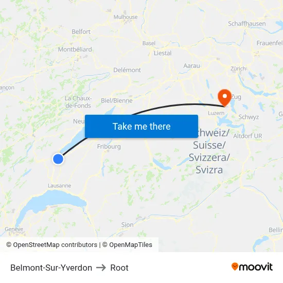 Belmont-Sur-Yverdon to Root map
