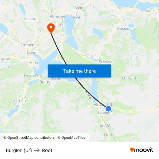 Bürglen (Ur) to Root map