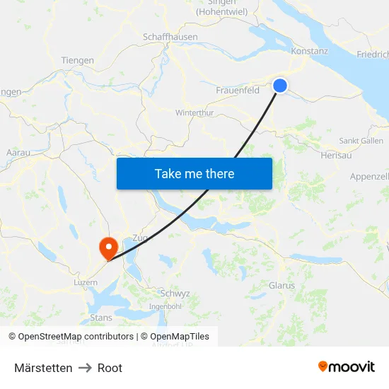 Märstetten to Root map