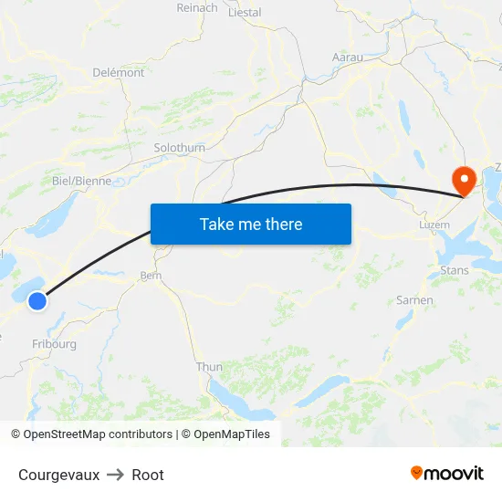 Courgevaux to Root map