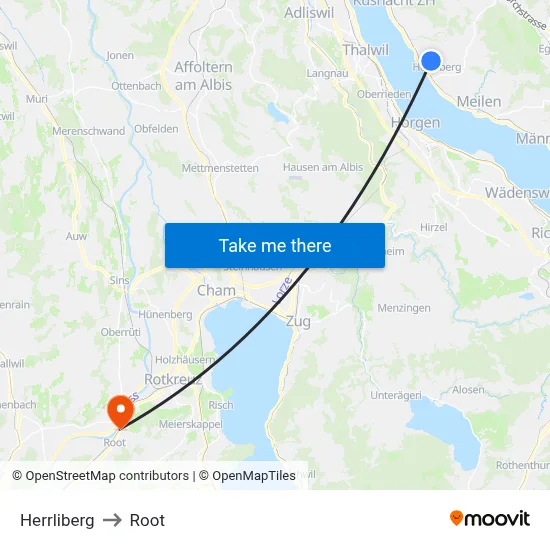 Herrliberg to Root map
