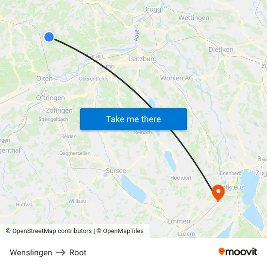 Wenslingen to Root map