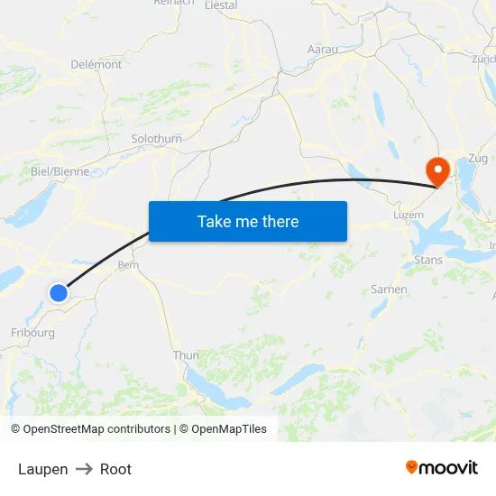 Laupen to Root map