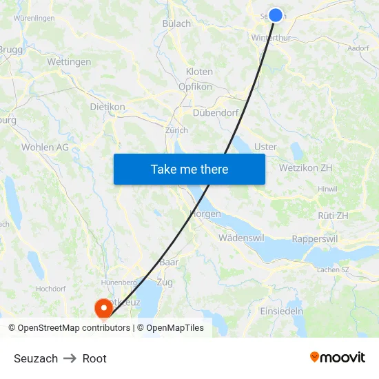 Seuzach to Root map