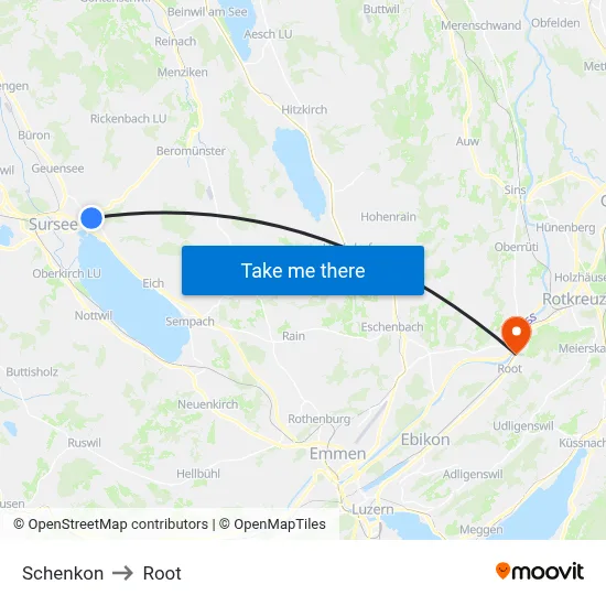 Schenkon to Root map