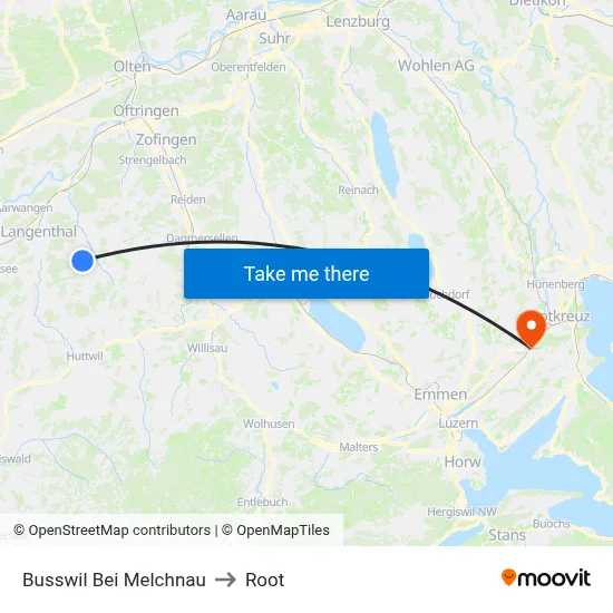 Busswil Bei Melchnau to Root map