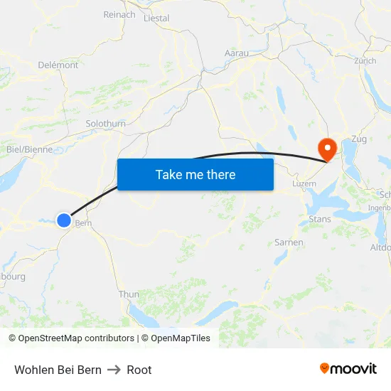 Wohlen Bei Bern to Root map