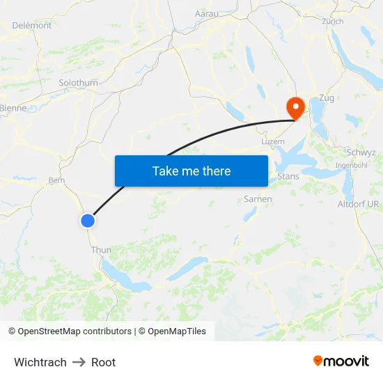 Wichtrach to Root map
