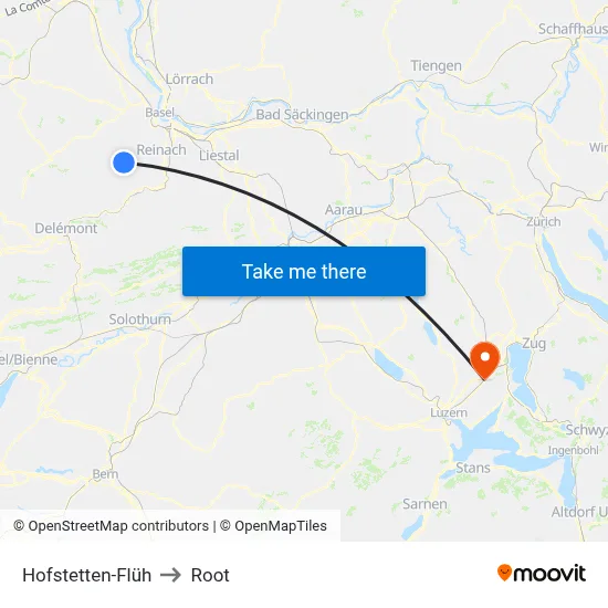 Hofstetten-Flüh to Root map