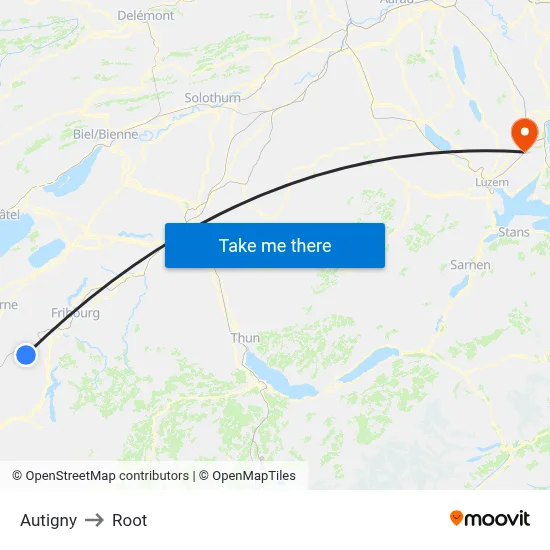 Autigny to Root map