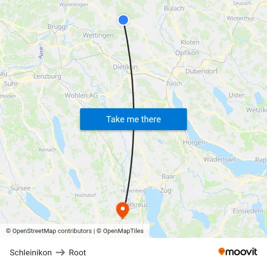 Schleinikon to Root map