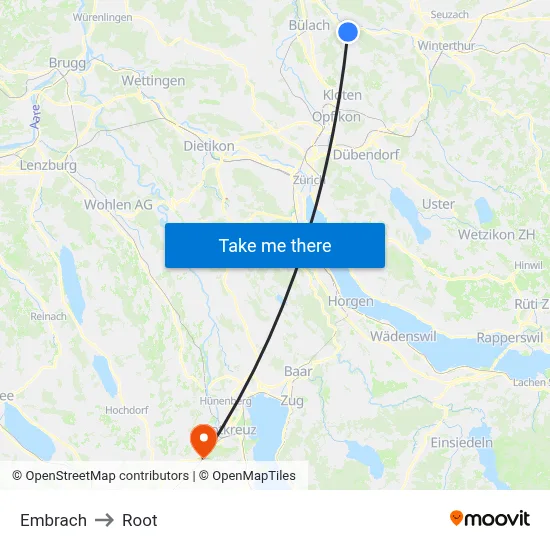 Embrach to Root map