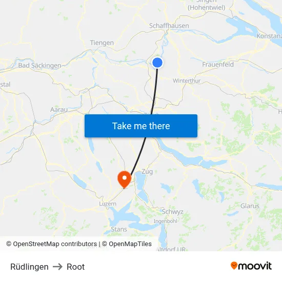 Rüdlingen to Root map
