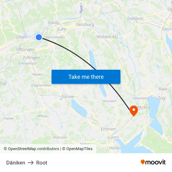 Däniken to Root map