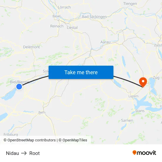 Nidau to Root map
