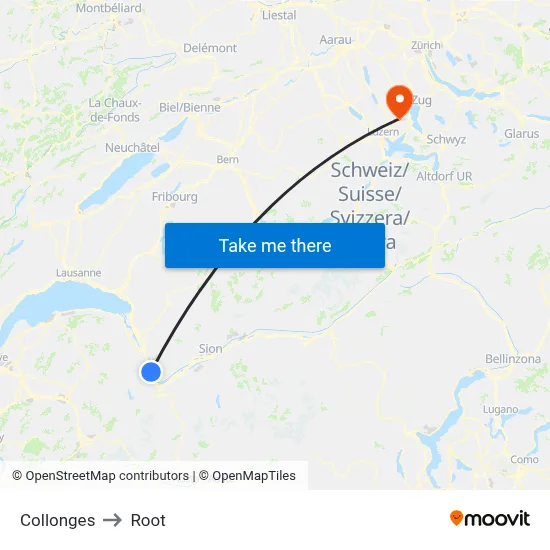 Collonges to Root map