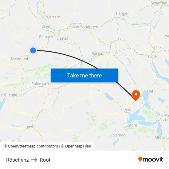 Röschenz to Root map
