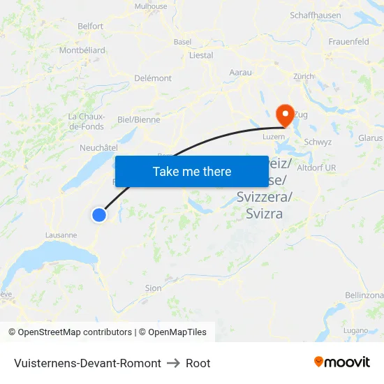 Vuisternens-Devant-Romont to Root map