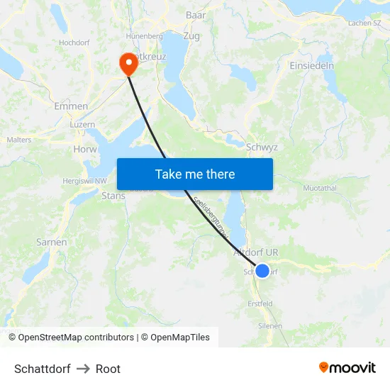 Schattdorf to Root map